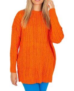 Narancssárga hosszabb pulóver fonatmintával✅ -