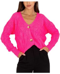 Neon rózsaszín kötött pulóver gombokkal✅ -