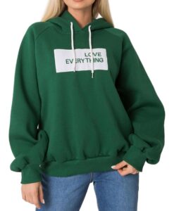 Sötétzöld női pulóver felirattal✅ - EX MODA