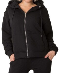 fekete női cipzáras kapucnis pulcsi✅ -