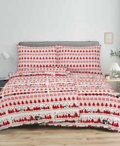 FLANEL karácsonyi mintájú ágyneműhuzat CHRISTMAS RED 140X200 cm