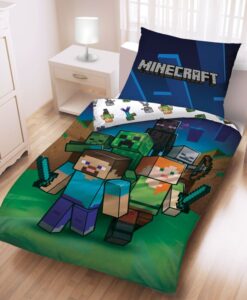 MINECRAFT CITY pamut ágynemű - 140x200 cm