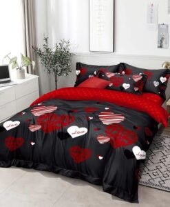 BIG HEART&LOVE BLACK 7 részes ágynemű 140x200cm