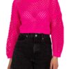 Neon rózsaszín horgolt crop pulóver✅ -