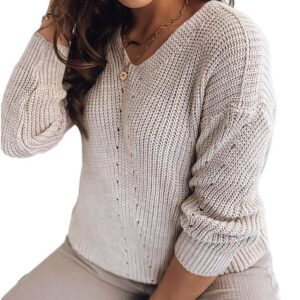 Bézs színű női pulóver
