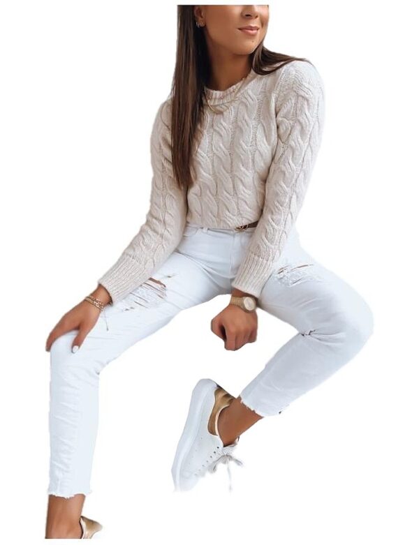 Világos bézs női pulóver crop top selavi✅ -